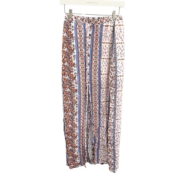 Francesca's Collections Dresses & Skirts - Francesca’s buttons Multicolor Aztec Patterned Sheet Maxi Skirt with Front Slit